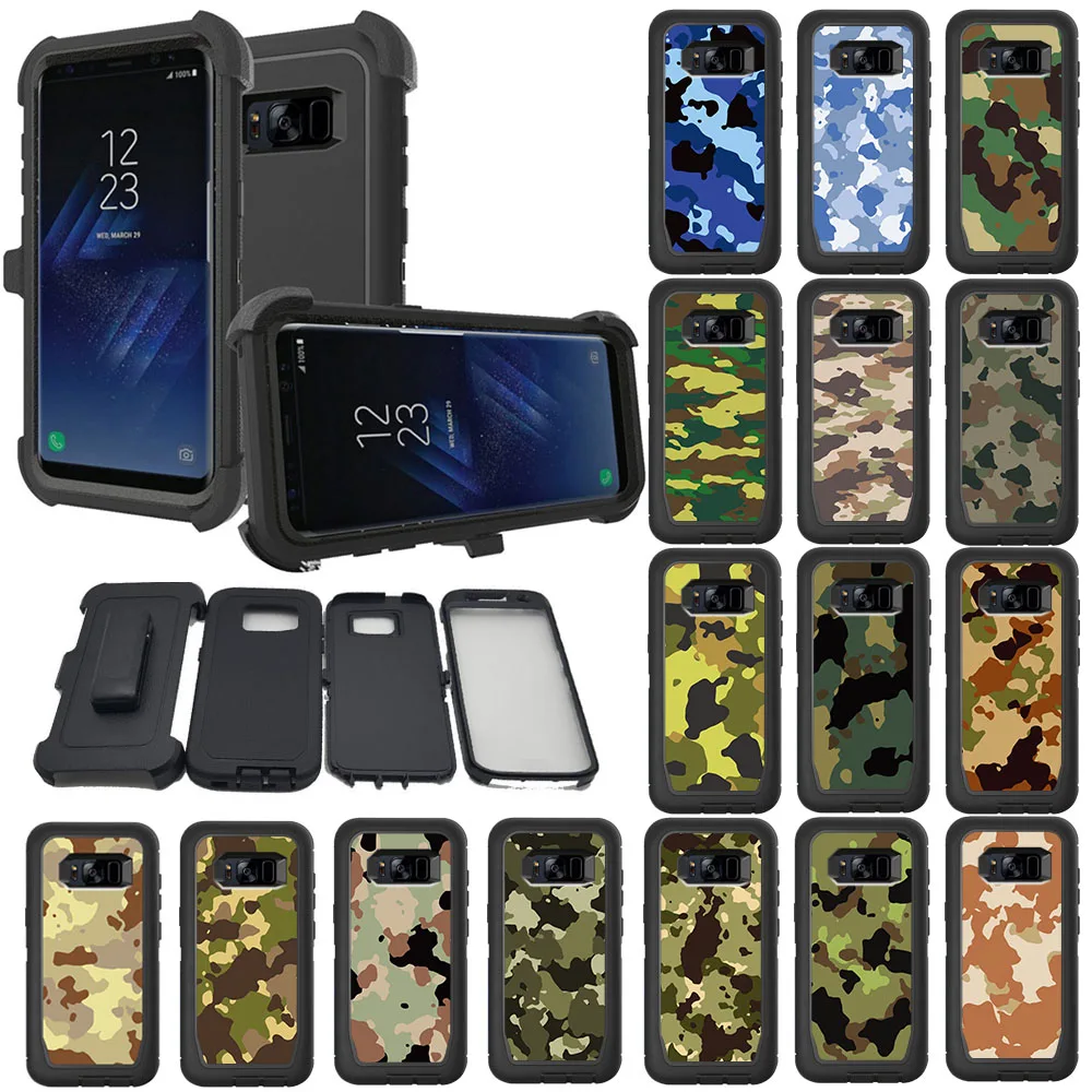 Army Green Camouflage Waterproof Protective Black ShockProof Armor Hybrid Case Cover For Samsung Galaxy S7 S8 S9 Plus Note 5 8 | Мобильные