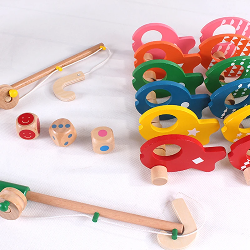 Новая детская развивающая игрушка для рыбалки, деревянные кубики, игрушки для рыб, набор для раннего образования, головоломка, деревянная игрушка для детей, подарок на день рождения/Рождество