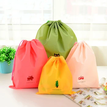 

Print Drawstring Waterproof Storage Bags Sports Beach Shoes Organizer Pouch High Quality Trendy Simple Backpack 6pcs