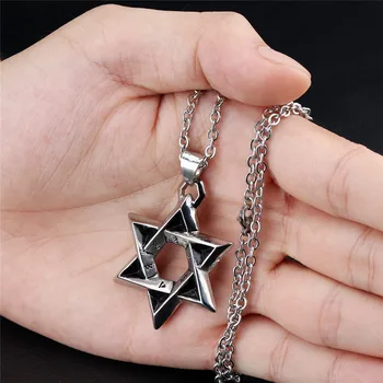 

20pcs necklace men bulk items wholesale aliexpress sale dropshipping chain goth punk jewerly Six pointed star Pendant necklace