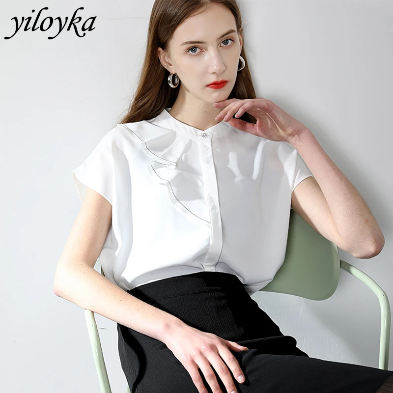 

New Spring Women's Blouse Patchwork Shirt Office Ladies Chiffon Blusas 2020 Summer Women Elegant Blouse Stand Collar Plus Size