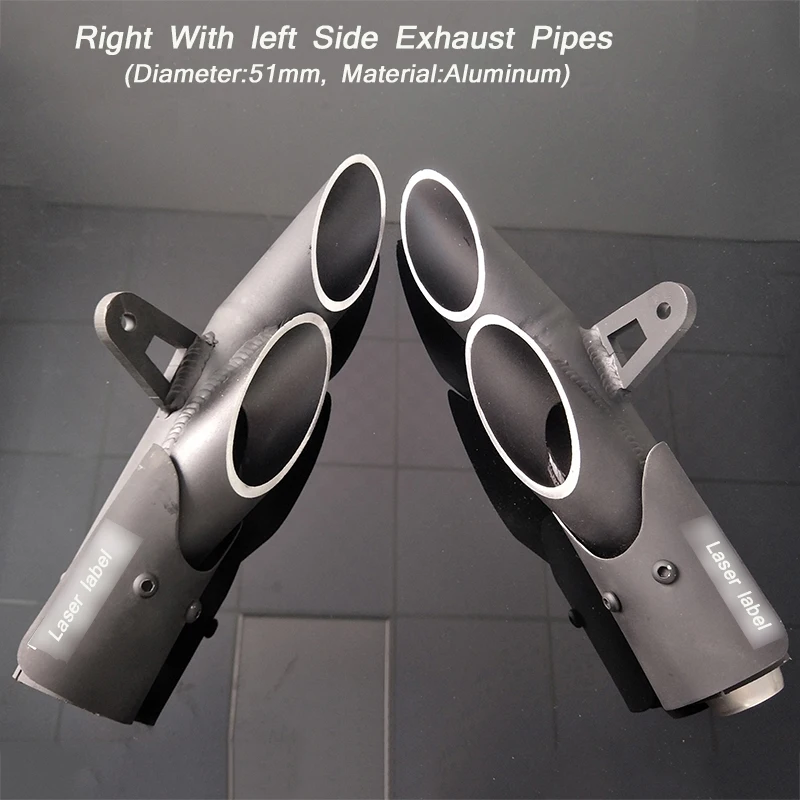 

Motorcycle Left With Right Side Silencer System for 51mm Dual-outlet Aluminum alloy Exhaust Vent Pipe 350mm Muffler