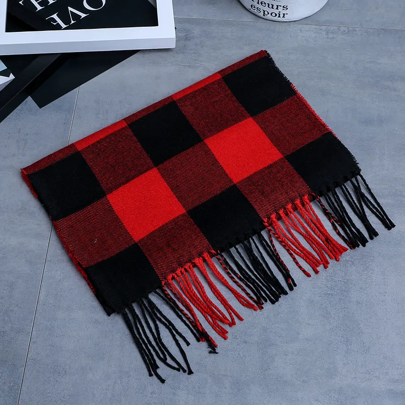 Осенне-зимний теплый кашемировый шарф в Корейском стиле для детей; классический однотонный шарф в клетку; ; FYR035 - Цвет: FYR035-NO.8