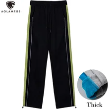 

Aolamegs Sweatpant Men Side stripes Hit Color Patchwork Track Thick Fleece Pants Loose Cozy All-match Simple Trousers Streetwear