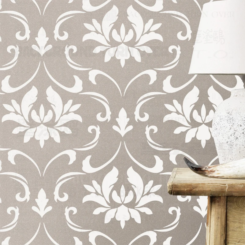 50cm 60cm Stencil Stencils For Walls Large Mandala Template Reusable Rococo Baroque Damask Luxury Retro Vintage Flourish S029 afbeelding