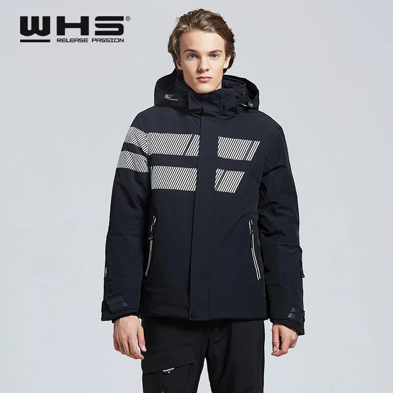WHS новые мужские лыжный костюм ветрозащитная мужские теплые пальто мужские зимние куртка Подростковая Тонкий одежды мужской теплая куртка - Color: black