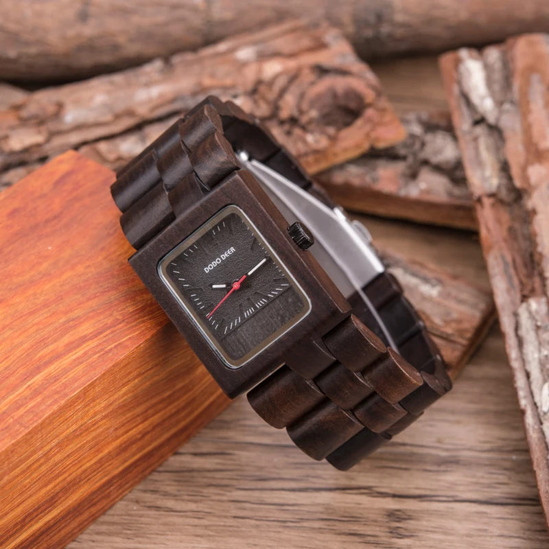 Women Watches Top Brand Luxury Ebony Wood Quartz Wristwatch Ladies часы женские montre femme in Gift Box Dropshipping - 3