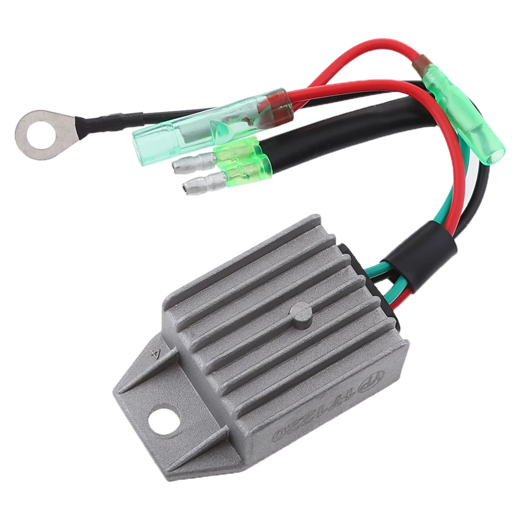 Marine Boat Outboard Voltage Regulator Rectifier Male Plug Replacement for Yamaha 15HP 2-Stroke Engines, Color Gray