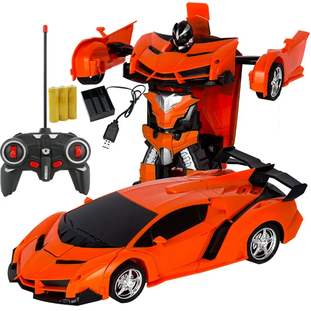 Car Transformation Robots Sports Vehicle Model Robots Toys Wireless Charging Cool Deformation Car With Battery Kids Toys