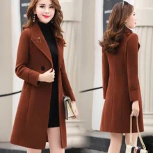 2021 New Spring and Autumn Woolen Coat Female Long Large Size Thick Women Woolen Jacket Slim Lady Clothing Women's Coats