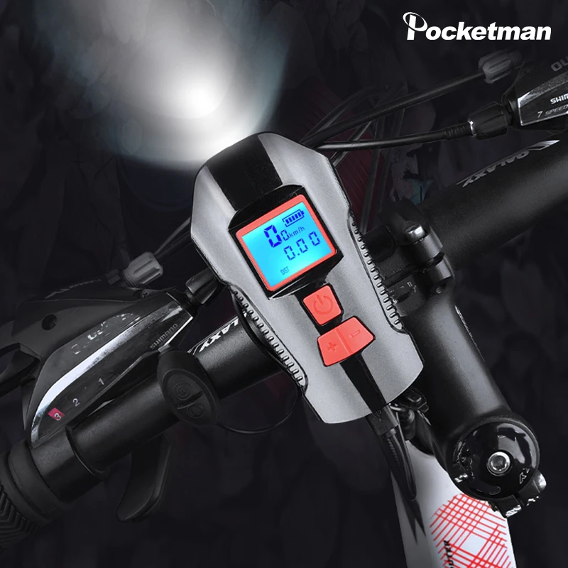

LCD Screen bicycle light waterproof with speed record,Horn speaker, built-in 1500mAh battery USB charging, Must-have for riders