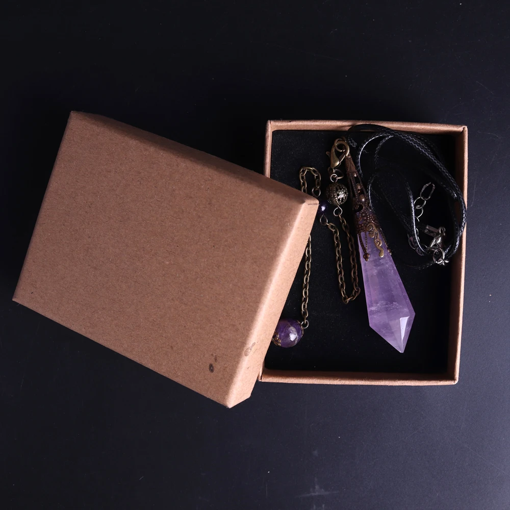 High Quality Natural Stone Facet Amethysts Pendulum for Dowsing Pendant Healing Purple Crystal Pendule Chakra Pendulum Jewelry 3