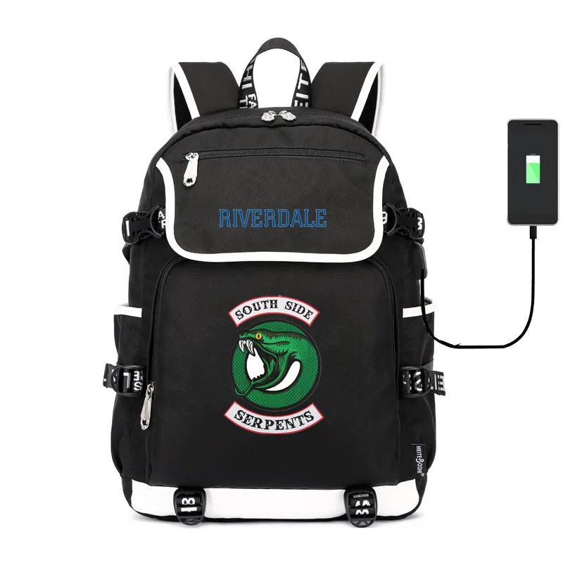 Riverdale canvas Backpack usb charging School Bags South Side Serpents shoulder bag Laptop travel rucksack for teenagers | Багаж и сумки