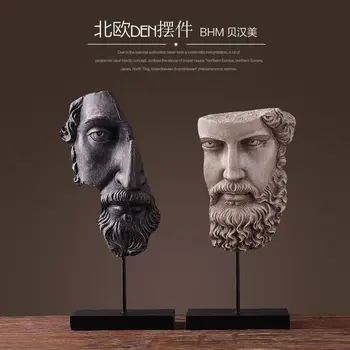 

NORDIC RESIN HUMAN FACE FIGURINE BAR VINTAGE STATUE HOME DECOR CRAFTS ROOM DECORATION OBJECTS OFFICE RETRO ABSTRACT HEAD STATUE