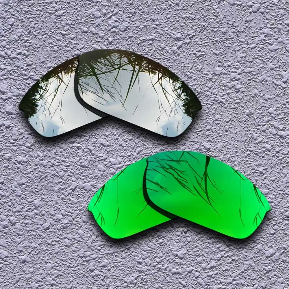 Silver-Green 2 пары Поляризованные замена линз для Oakley Бронежилет солнечные очки к куртке-несколько вариантов - Цвет линз: Silver-Green