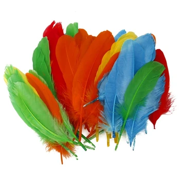 

Approximately 50 pcs Colored Multi-colored Goose Down 12 to 18 cm