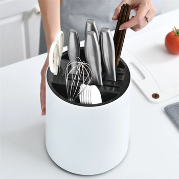 

Creative Multifunctional Kitchen Knife Rack Rotatable Storage Rack Chopsticks Tube Knife Fork Chopstick Cage Kitchen Organizer