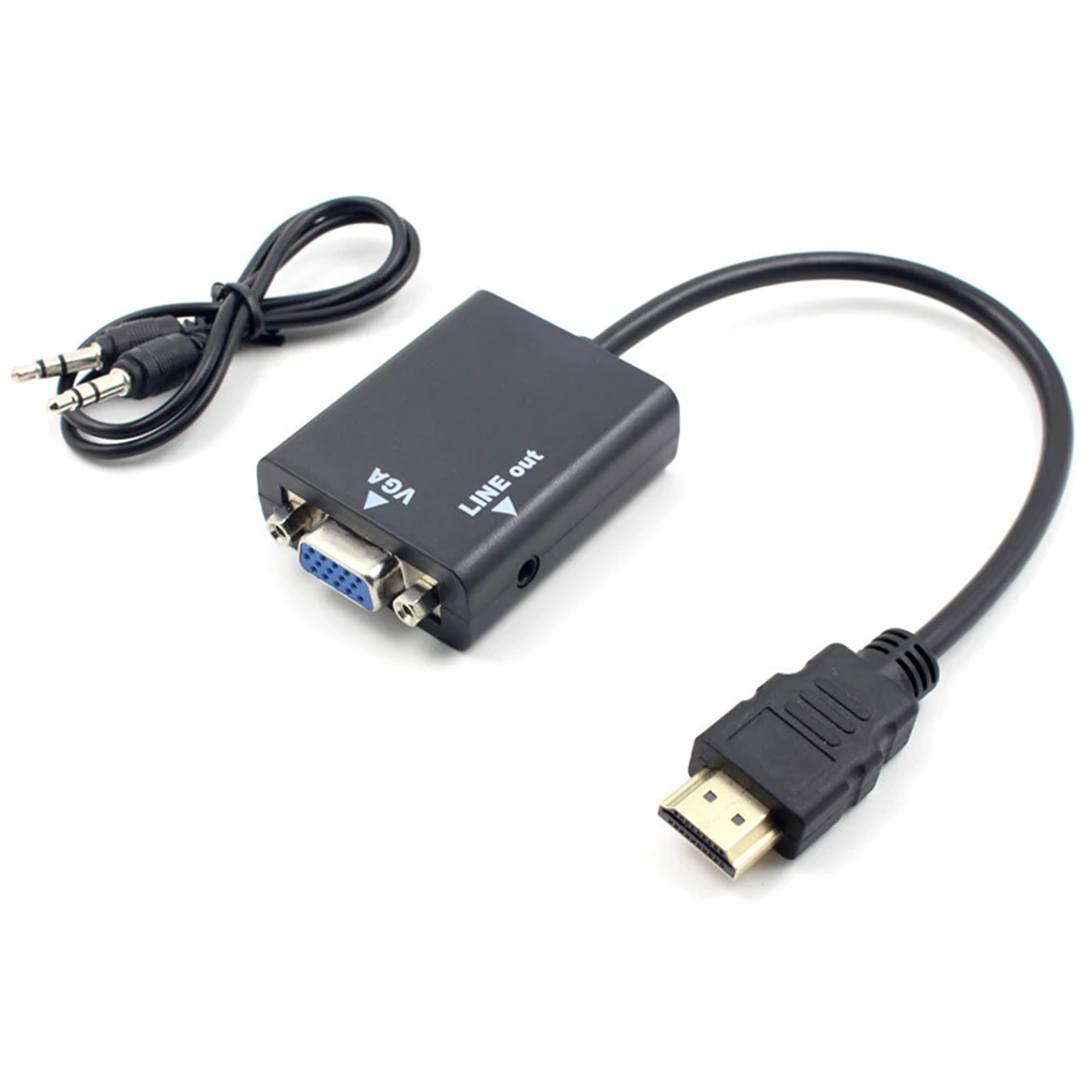 

1080P HD To VGA Adapter Cable Portable Video Converter Cord Computer To Screen Mini Video Audio Adapters