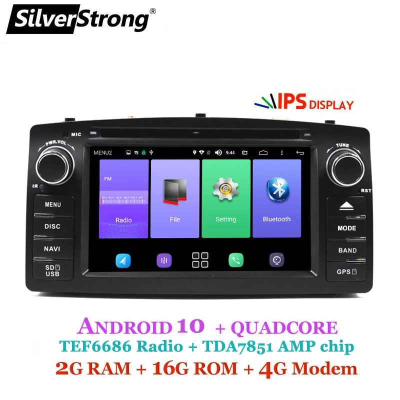  4G Android 10 COROLLA E120 Car DVD GPS For TOYOTA corolla ex Universal radio SilverStrong 2din Navi