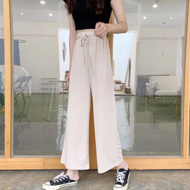 

2020 Women Casual Loose Wide Leg Pant Women Elegant Fashion Preppy Style Trousers Female Pure Color New Palazzo Pants
