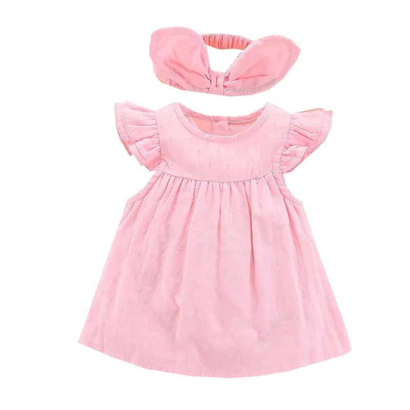 

0-12 Month Infant Sleeveless Vest Skirt Girls Cotton Clothes Baby Dress Bow Cute Romper 3