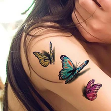 Tatuaż naklejki 3D motyl tatuaż kolor flash modny tatuaż wodoodporny tymczasowy z wąską szyjką ramię ramię fałszywy tatuaż tanie tanio CN (pochodzenie) J1466