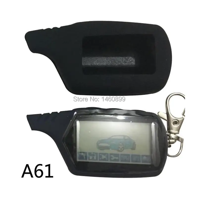 

Two-way A61 LCD Remote Control Keychain Silicone Cover Key case for Russia Anti-theft Dialog StarLine A61 2 way car alarm system