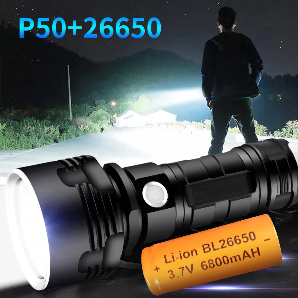 Мощный светодиодный фонарик XHP50/L2 26650 USB перезаряжаемая водонепроницаемая лампа