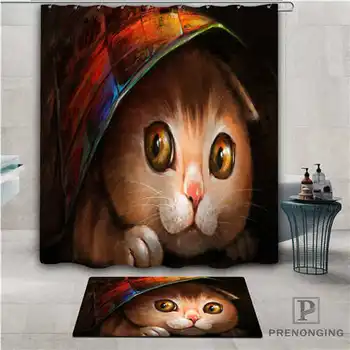

Custom lovely cat (1) Waterproof Shower Curtain Doormat Home Bath Bathroom Polyester Fabric Multi Sizes#2019-01-12-309