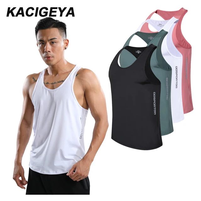 US $8.11 Summer Sports Top Men Gyms Clothing Bodybuilding Undershirt Work Training Tees Quick Dry Man Sleeve