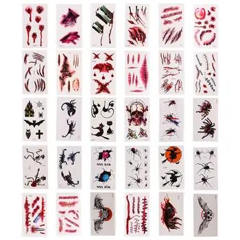 

30 Sheets Halloween Face Stickers Realistic Fake Horror Waterproof Bloody Scar Sticker Scar Tattoos Stickers for Decoration