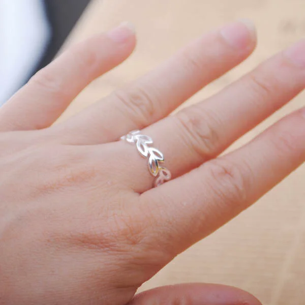 Silver Leaf Rings Women Adjustable Size Finger Rings Anillos silver rings silver ring