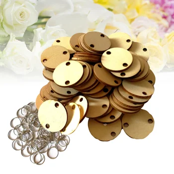 

100pcs Round Wooden Slices With 100 Iron Loops Set For Birthday Reminder Hanging Wooden Plaque Board DIY Calendar Accessories Ho
