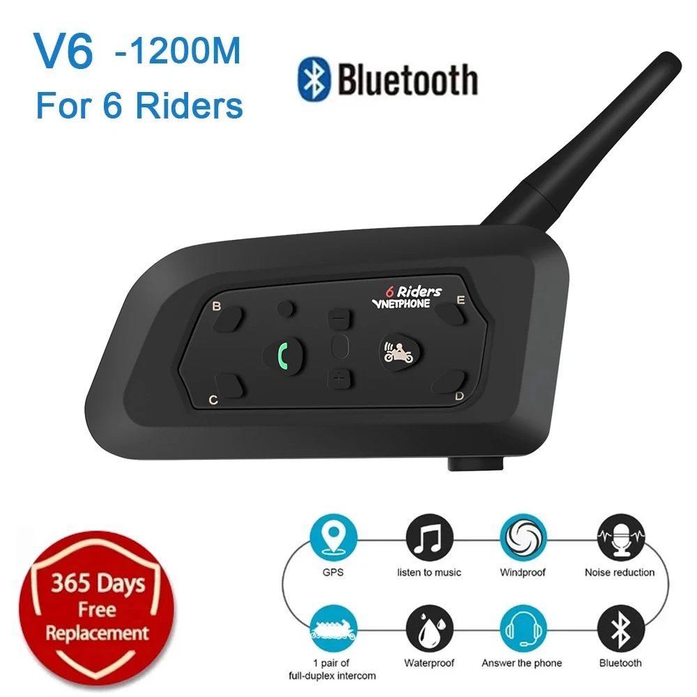 Bluetooth-гарнитура Intercom V6 для мотоцикла водонепроницаемое переговорное устройство