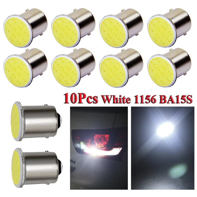 10Pcs Car P21W 1156 Ba15s LED COB Turn Signal Bulb Super Bright Auto Reverse Parking Brake Light 12V Wedge Signal Side Lamp 4