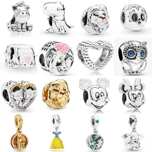 Настоящее серебро 925, Simba Бруно амулет в виде единорога, подходит для Пандоры, очаровательный браслет, карамель, Дамбо, висячий Шарм, Мики, бисер, сделай сам, ювелирное изделие