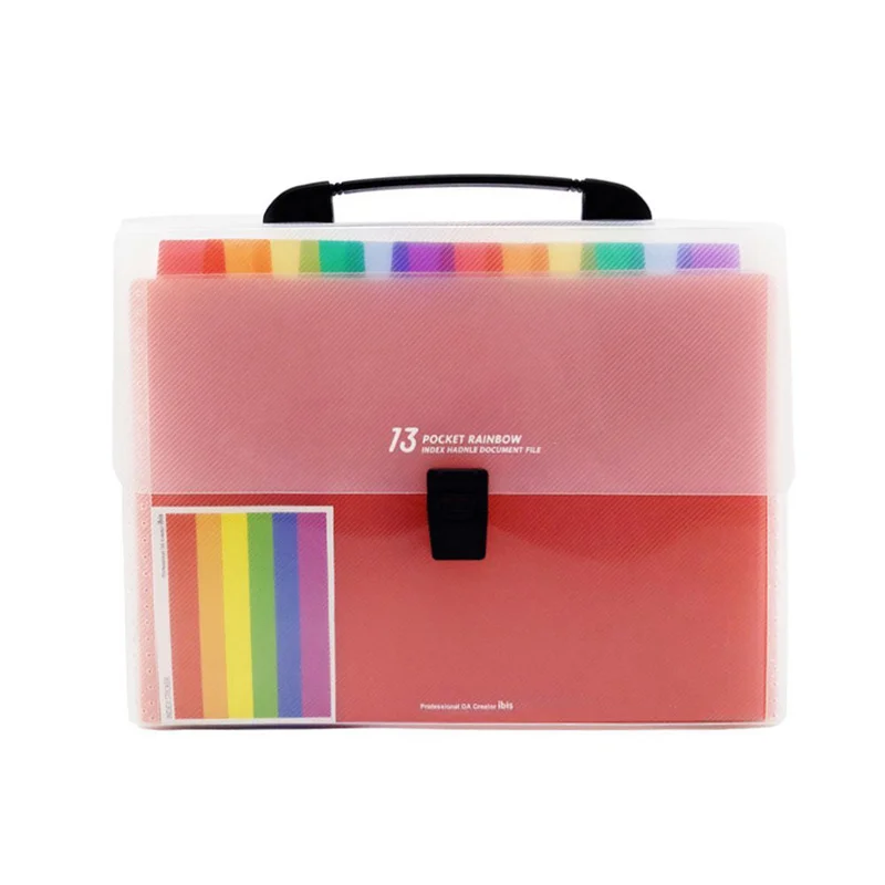 

13 Pockets Plastic Expanding Accordion Folders, Letter Size Portable Document Holder, A4 File Organizer