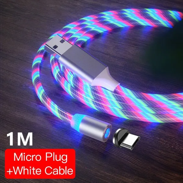 ACCEZZ Магнитный зарядный кабель освещение тип-c микро кабели для зарядного устройства USB для iPhone X 7 samsung Android Магнитный зарядный шнур 1 м 2 м - Цвет: For Micro White 1M