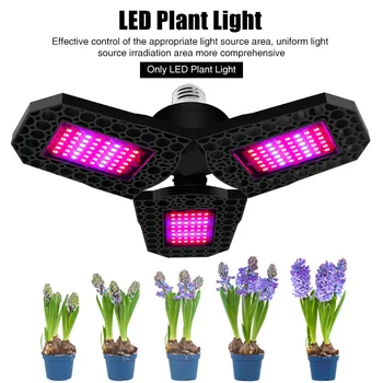 

144 LEDs Greenhouse Three Leaf Garden For Hydroponics E26 E27 Plant Grow Light Backyard Full Indoor Seeding Houseplants