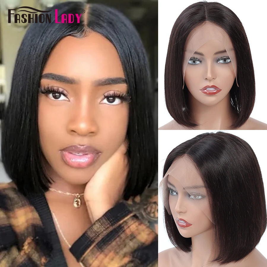 Short Bob Wig Brazilian Human Hair T Part Lace Wigs For Women Fashion Lady Straight Remy Short Bob Wigs Human Hair Pre Plucked
