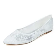 OnnPnnQ кружевной свадебный для невесты Туфли без каблуков острый носок без шнуровки; дышащие туфли кружевное платье для выпускного вечера Вечернее, для официальных мероприятий плоские туфли Для женщин