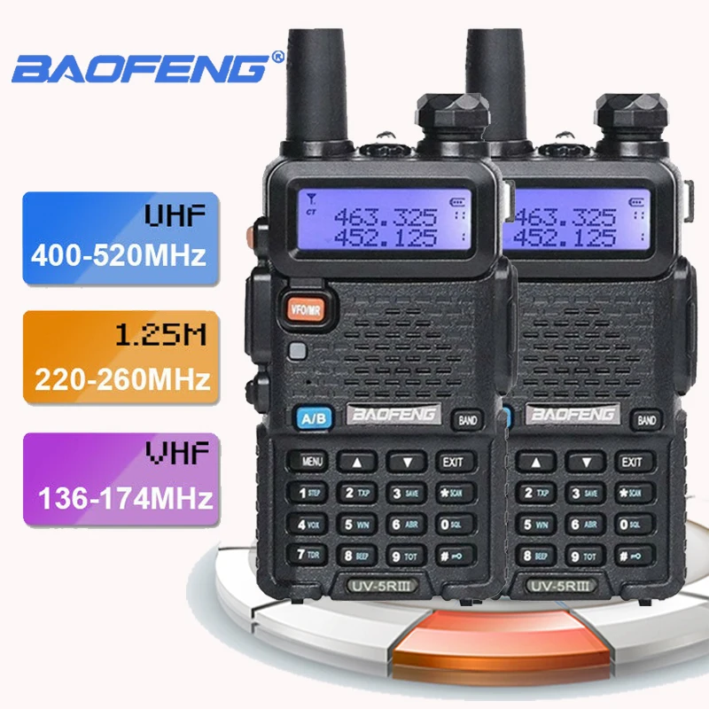 2 шт Baofeng UV-5R III трехдиапазонное двойная антенна 5 Вт 128 CH VHF и UHF иди болтай Walkie