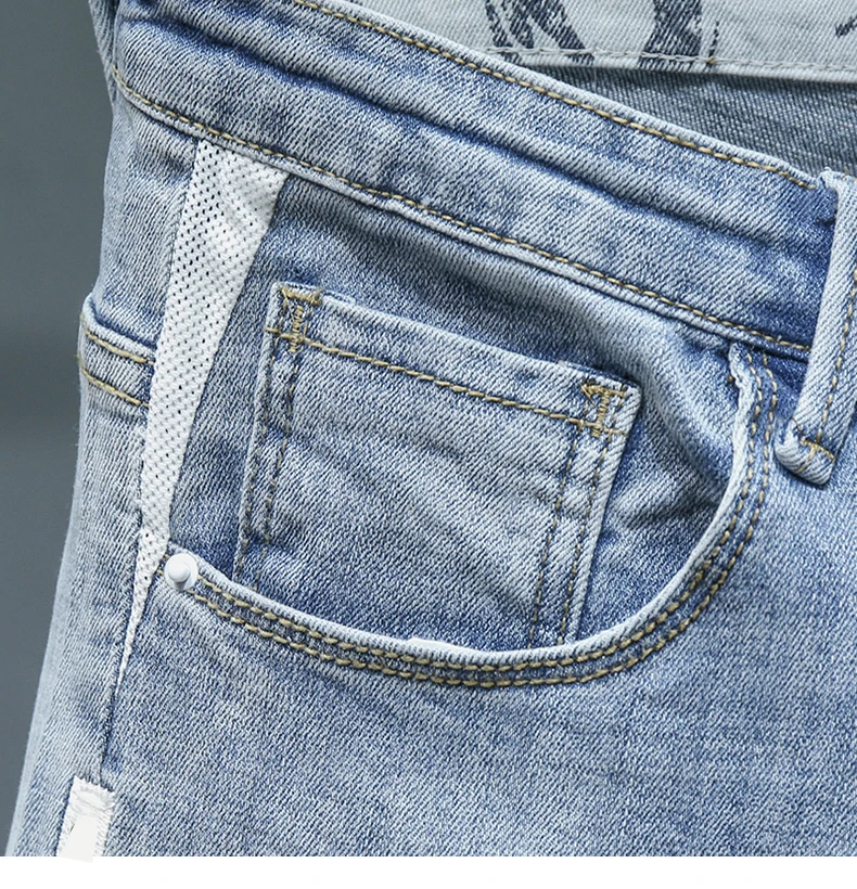 Mens Skinny Jeans Pants Gray Light Blue Stretch Jeans Men Brand Quality Fashion Casual Denim Pants