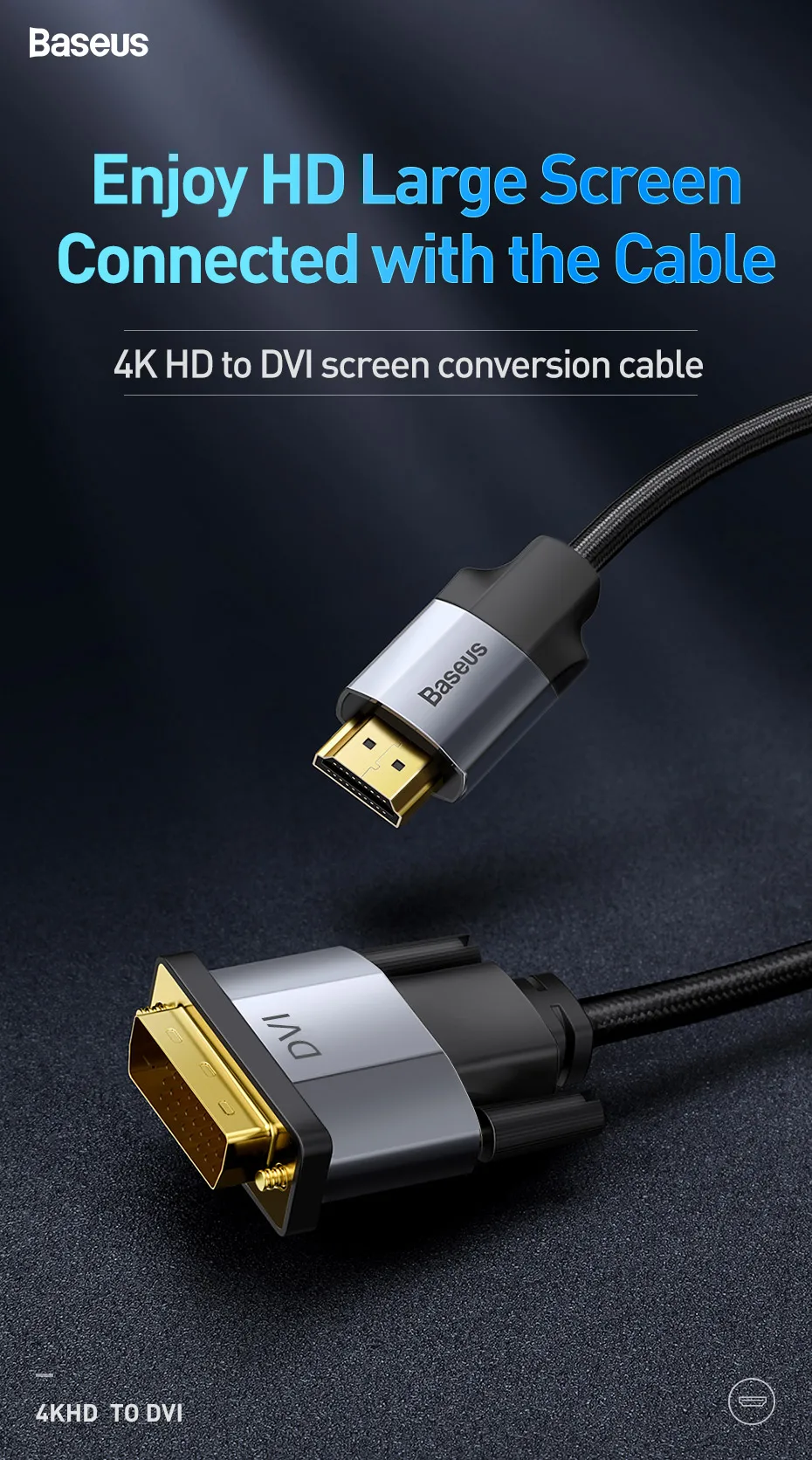 Кабель преобразования Baseus 4K HD в DVI HD в VGA MiniDP в 4KHD MiniDP в DP адаптер конвертер видео кабель преобразования