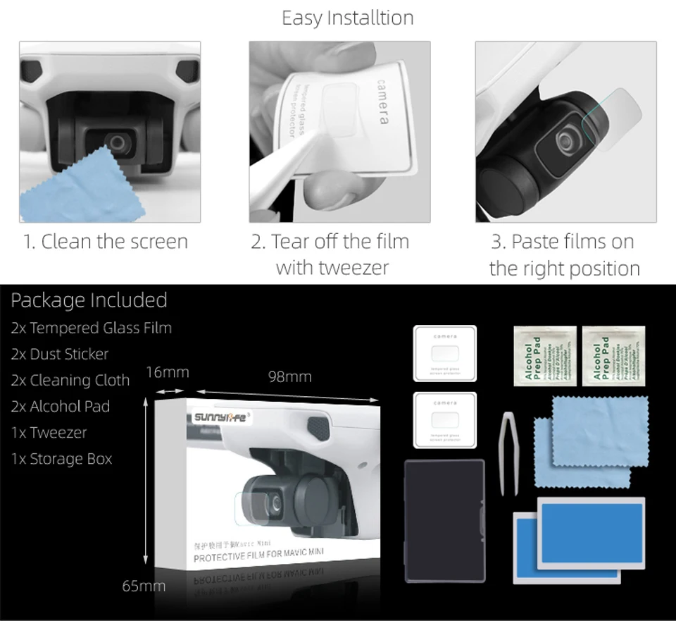 2 шт против царапин защитная пленка из закаленного стекла высокой четкости Анти-туман Gimbal объектив камеры протектор для DJI Mavic Mini Drone