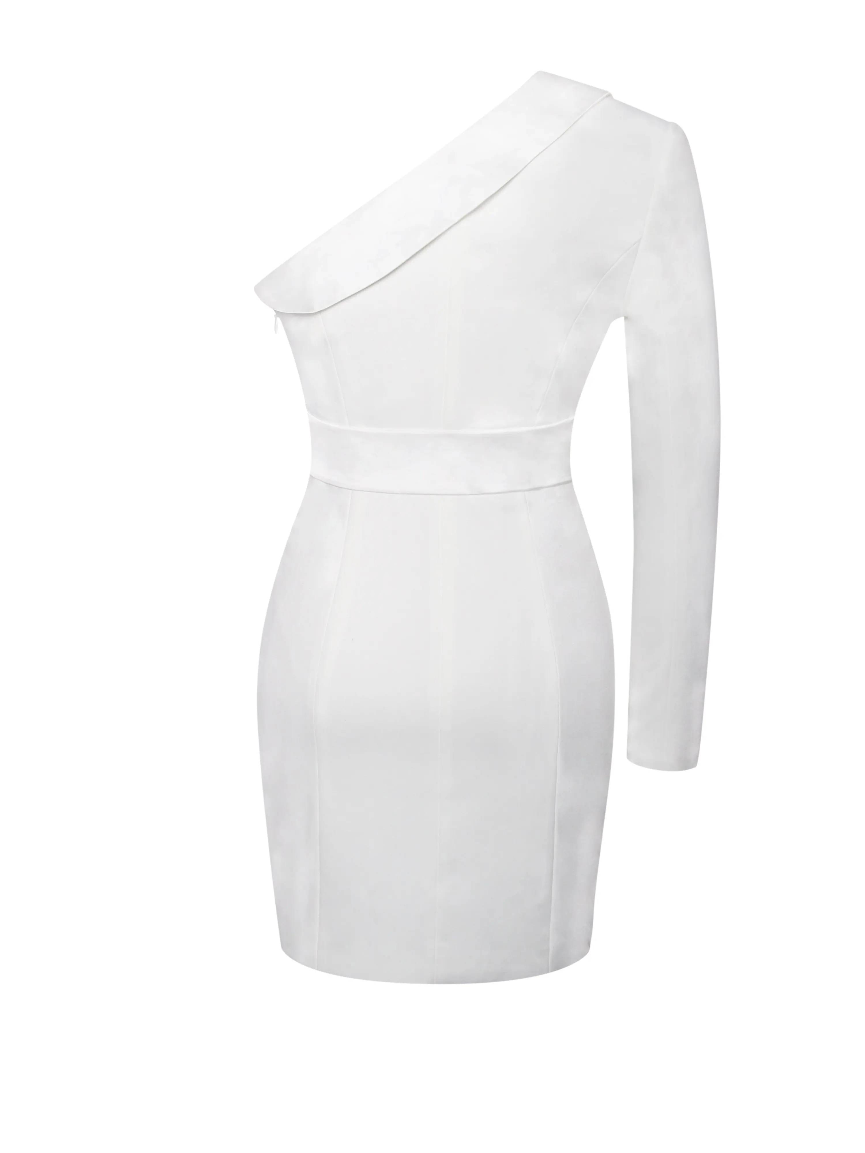 Deer Lady Blazer Dress Women 2020 White One Sleeve Party Dress Bodycon Mini Crepe Sequin Dress