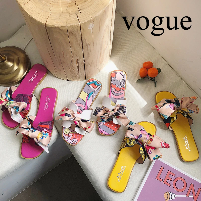 

Slippers Female Summer 2019 New Style Outside Wear Comfortable Fashion Butterfly Knot Hundred Beach Sandals and Slippers