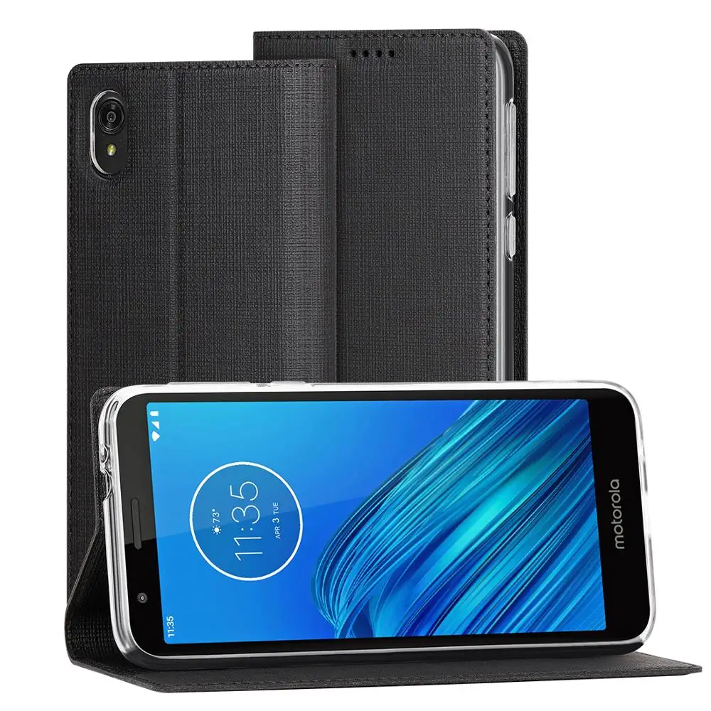 Для Motorola Moto E6 Чехол Кожаный Фолиант раскрывающийся чехол с подставкой и кредитными слотами для Moto E6