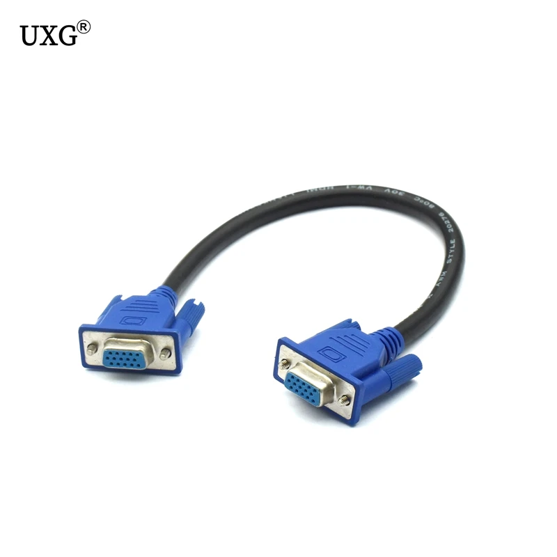 25 cm/10 &hd15pin vga d-sub 짧은 비디오 케이블 코드 남성 남성 m/m 남성 여성 및 여성 여성 rgb 케이블 모니터