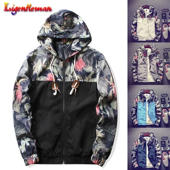 

Autumn Men Floral Bomber Jacket Men Hip Hop Slim Fit Jacket ens Hooded Thin Jackets Camouflage Zipper Windbreaker Plus Size 6XL